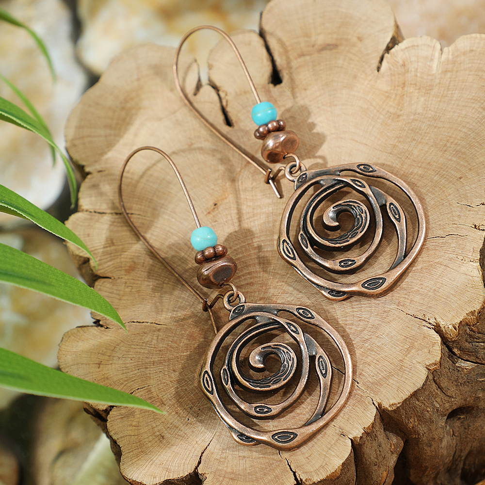 Pendientes colgantes marrones geométricos étnicos Vintage para mujer personalidad vacaciones Casual pendientes diarios joyería Bohemia: PALLADIUM