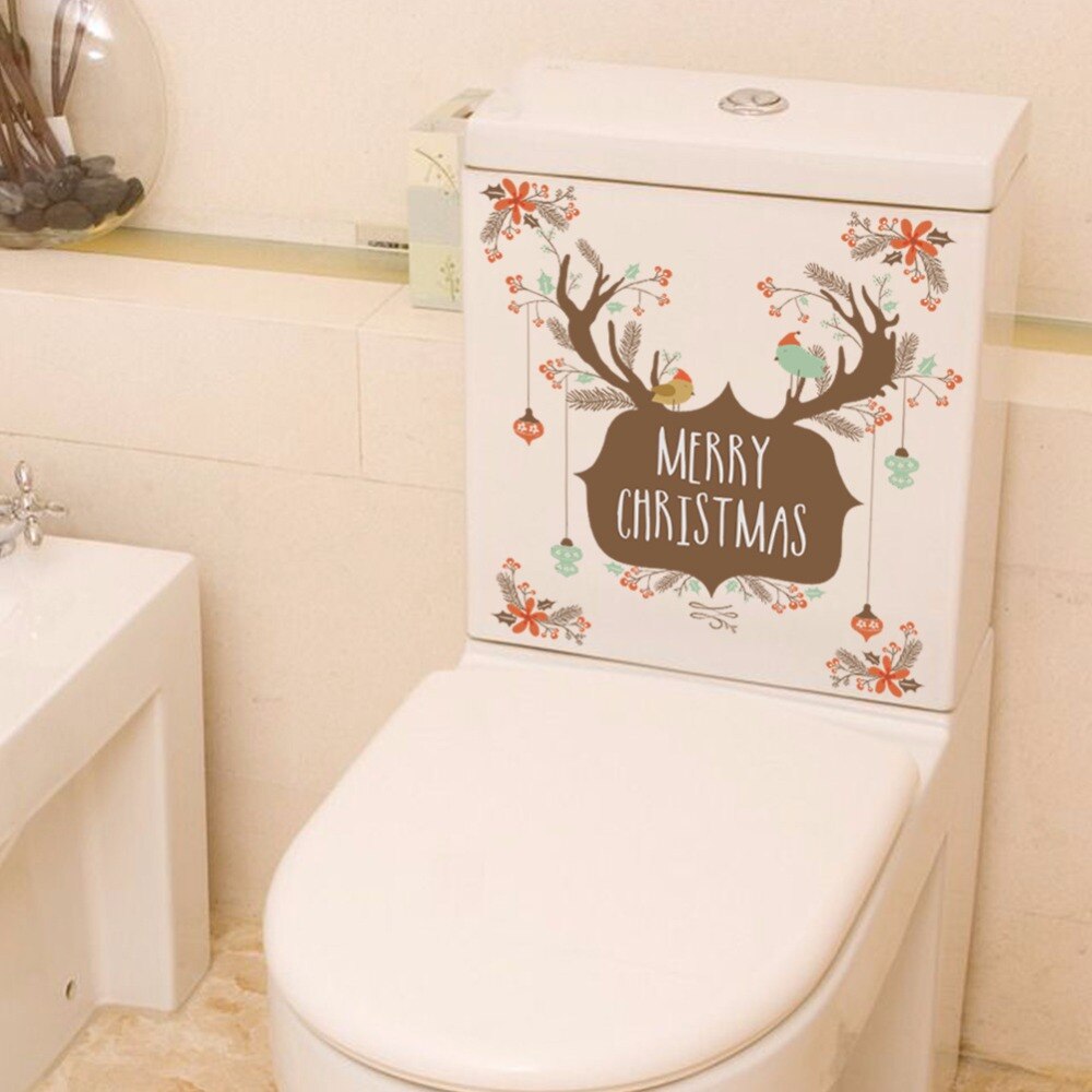God jul elg fugle væg klistermærker til børneværelser butiksvindue tegneserie dyr vægoverføringsbilleder kunst diy år plakater