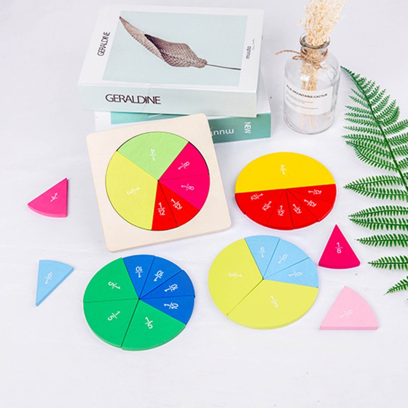 Wooden Fraction Instrument Math Tracing Card for intellgent Improvement Fractions Number Counting Pad for Kids 85DE