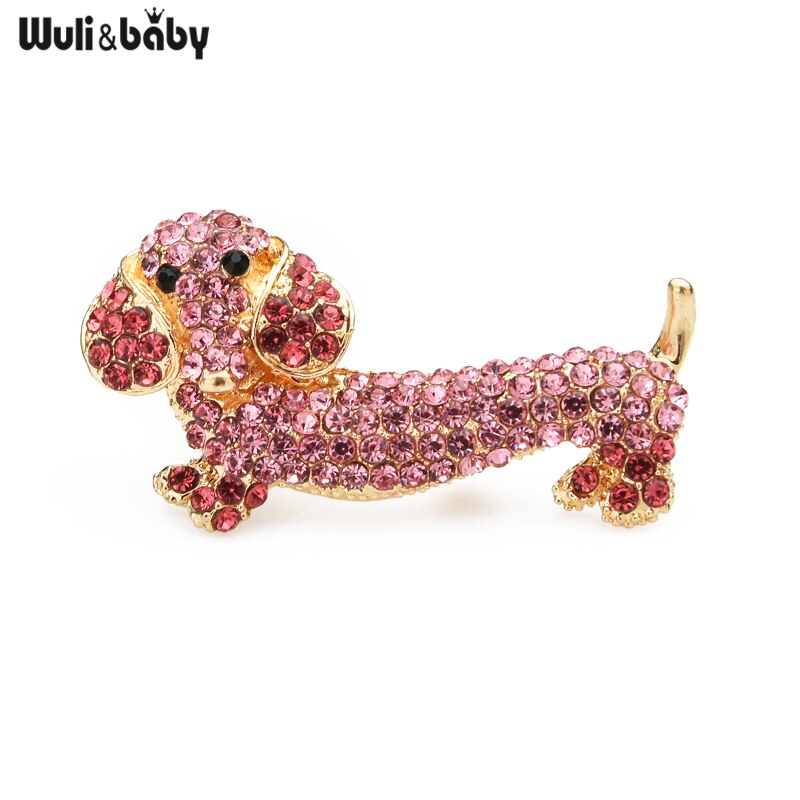 Wuli & bebê espumante strass cão broches para mulher 2-color animais de estimação festa de animais de estimação broche casual presentes: pink