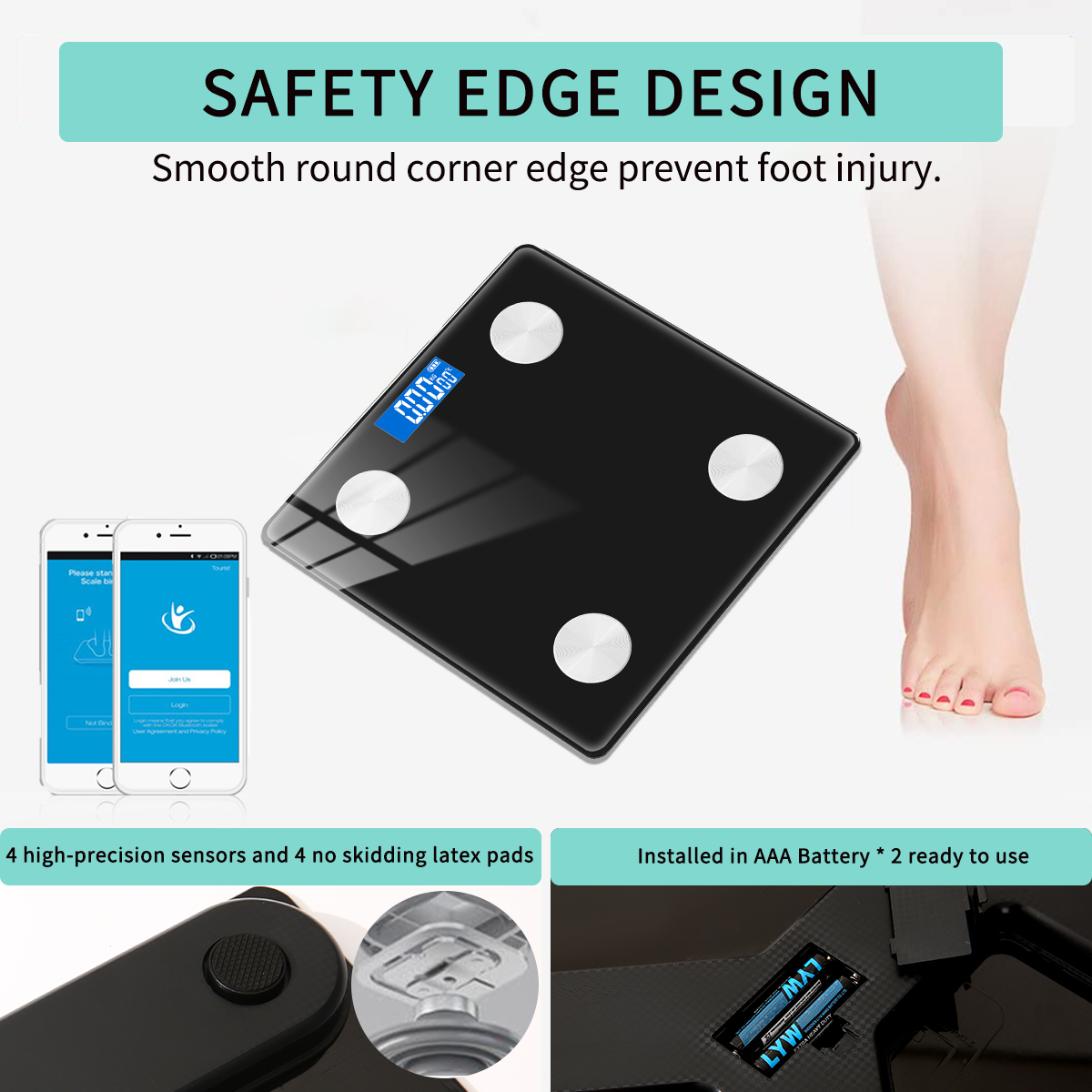 Digital Body Scale Smart BMI Electronic Bathroom Floor Scale With LED Bluetooth Balance Body Fat Indicators Analyer Weight Scale