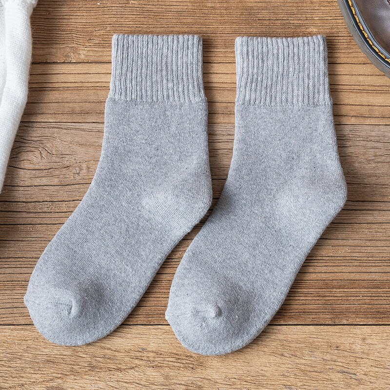 Winter warme damessokken effen kleur badstof dikke sokken dames 1 paar/verpakking: Grijs