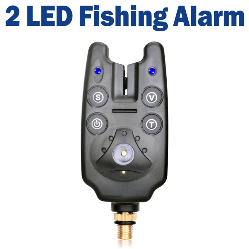2 LED Vissen Beetverklikker met Licht Indicator Verstelbare Tone Volume Waterbestendig voor Hengel Assistent Apparatuur