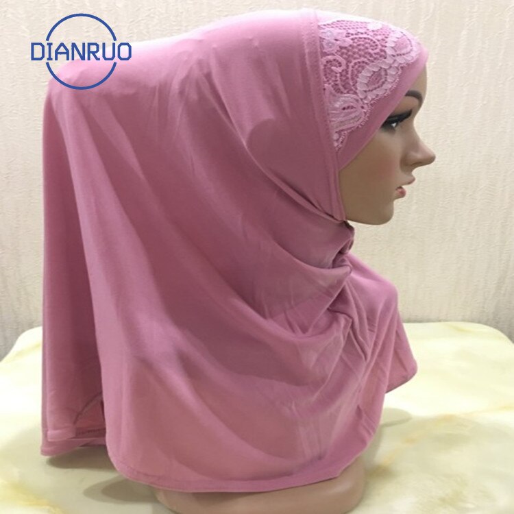 DIANRUO 60X60CM Women Decorative Lace Scarf turban Solid Shawls Pleated Headband Hijab Muslim Wraps Scarves scarf N405