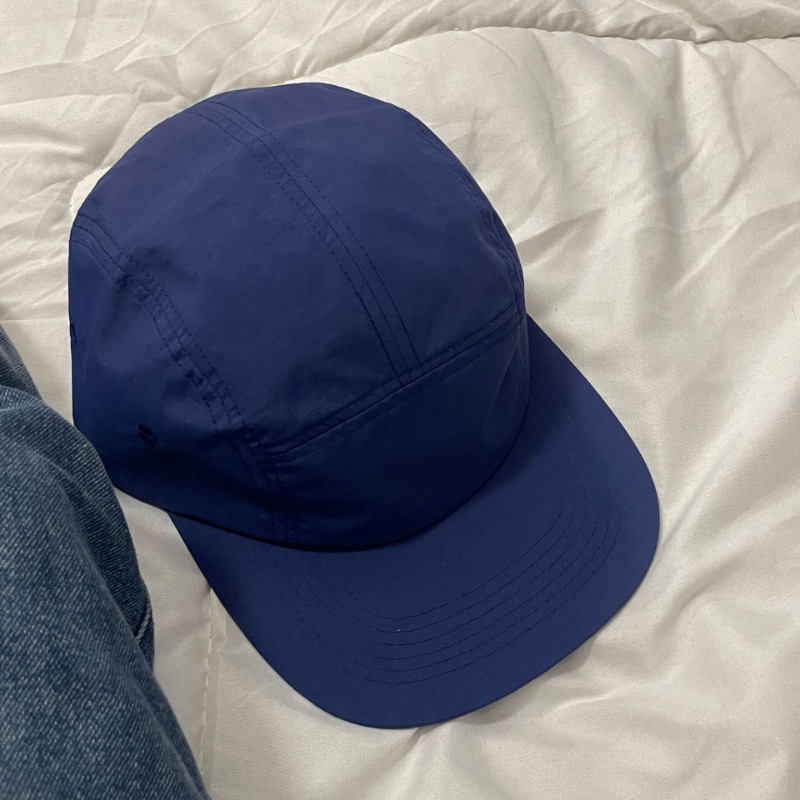 Gorra de béisbol de 5 paneles a rayas para hombres y mujeres, sombreros versátiles de ala plana, adecuados para las cuatro estaciones, urbana, Popular Ins: Azul
