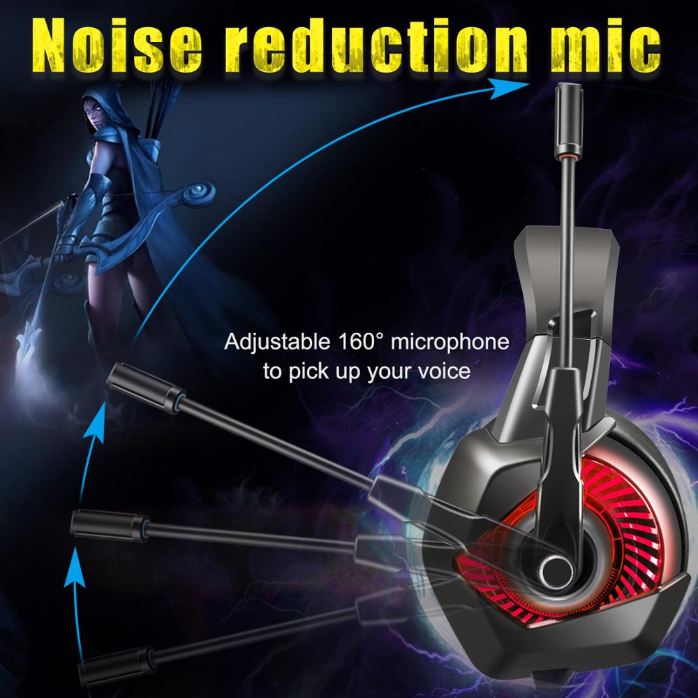 ONIKUMA K6 słuchawki gamingowe PS4 zestaw słuchawkowy casque przewodowy komputer Gamer Stereo z mikrofonem światła RGB dla XBox One/Laptop