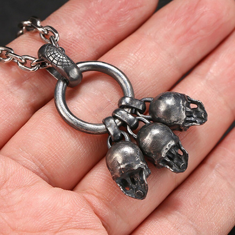 Bocai Echte Pure S925 Zilveren Hanger Voor Mannen Black Skull Rock Punk Persoonlijkheid Vintage Trend Man Hanger