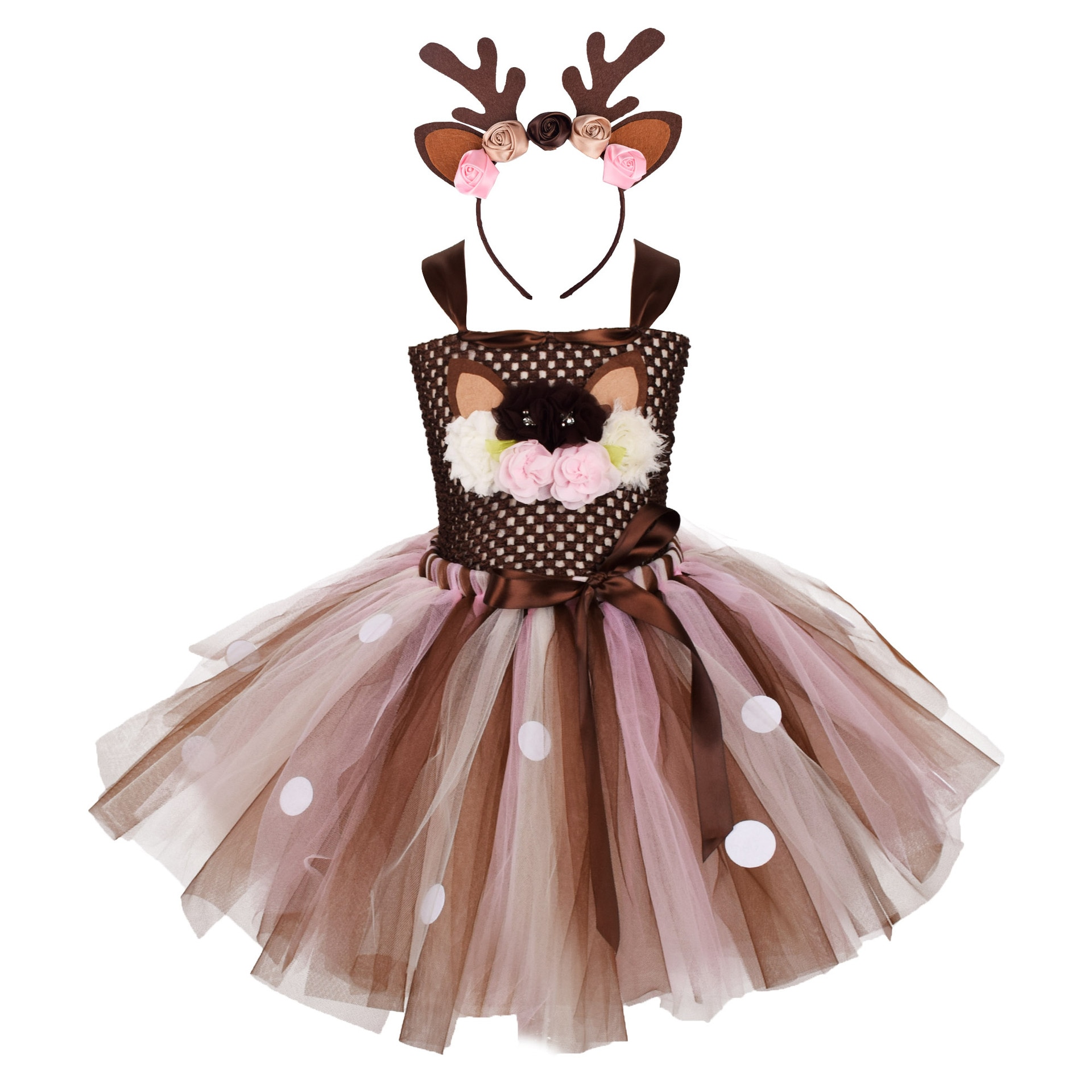 Cartoon Herten Bambi Tutu Jurk Kerst Kinderen Mesh Prinses Jurk Halloween Cosplay Kostuums Jaar Cadeau Voor Meisjes: 7-8Y