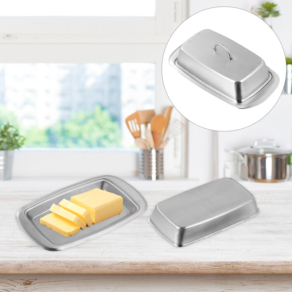 1 Pc Preservation Box Fresh Box Storage Box Useful Chic Simple Practical Cheese Box Butter Plate Snack Plate for Home: 19.5X7.2CM