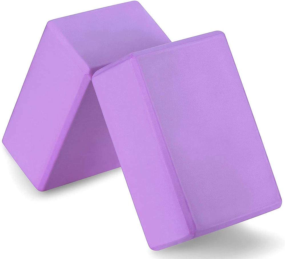 Yoga Blocks 2 Pack Set High Density EVA Foam Block Balance Pad for Fitness, Pilates Stretching Exercise