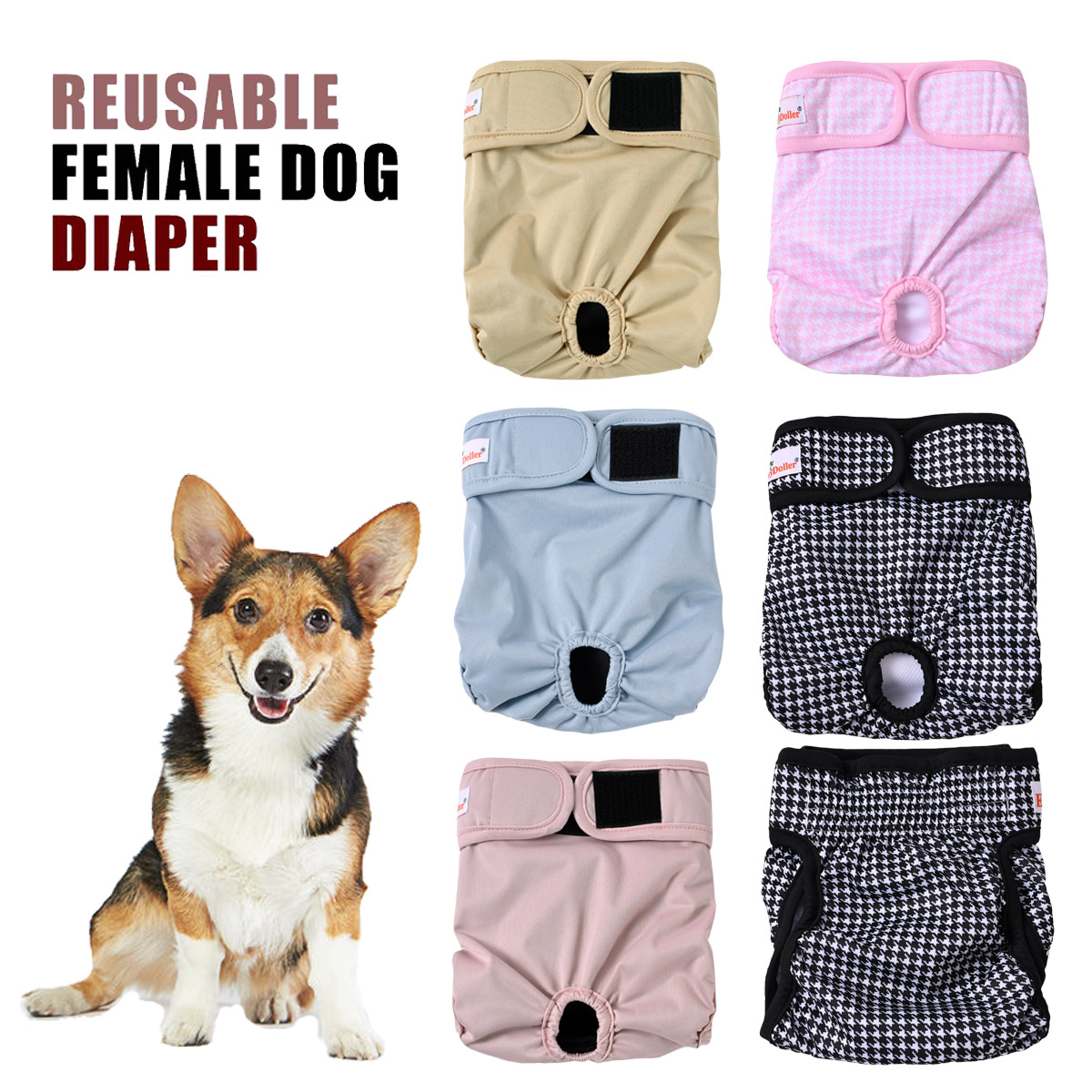 1pc pet feminino cão fralda lavável reutilizável shorts sanitários calcinha bonito cão roupa interior fraldas para cães de raça pequena xixi pant