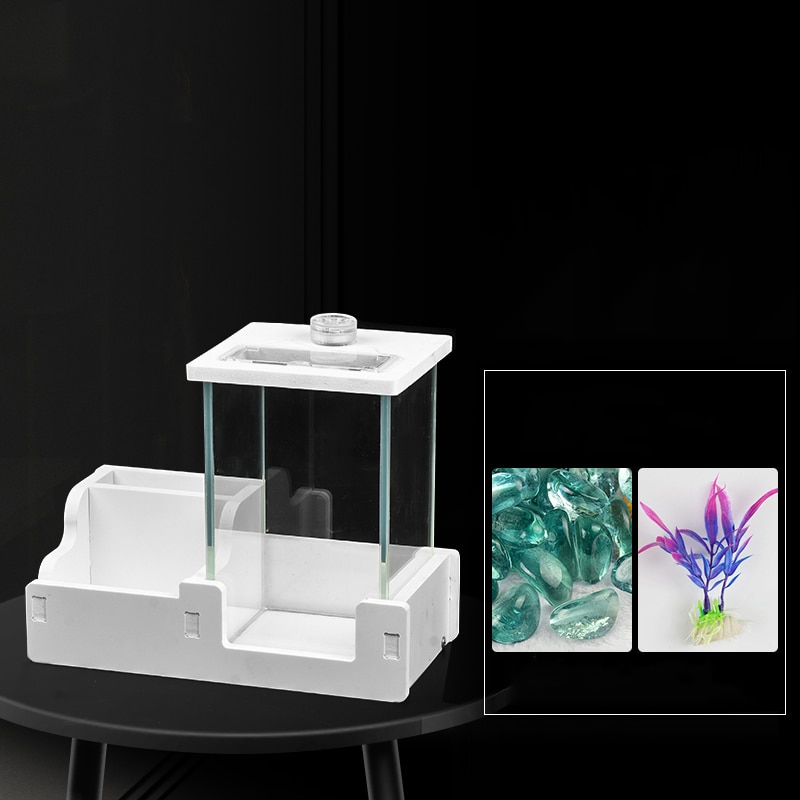 Solid Wood Storage Fish Tank Small Fighting Fish Bowls Ecological Tank Mini Landscape Aquarium Desktop Fish Tank Decoration