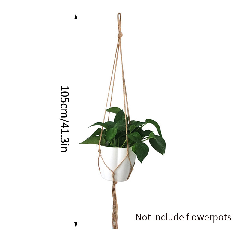 Makramee-Pflanze zum Aufhängen, Blumentopf, zum Aufhängen, Pflanzgefäß, Hängekörbe, handgefertigter Pflanzenhalter, Netz-Aufhänger für Wanddekoration: WEISS