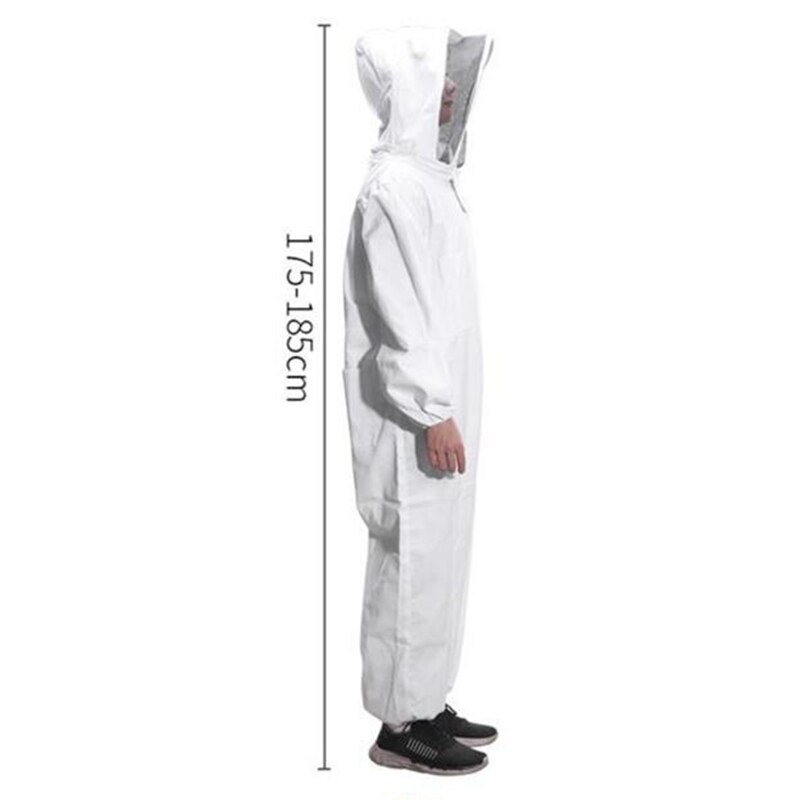 FVJG Bienenschutz-Jacke – 3-lagig, Ultra-belüftet, Mit Schleier & Handschuhen, Astronauten-Stil, Weiß (M)