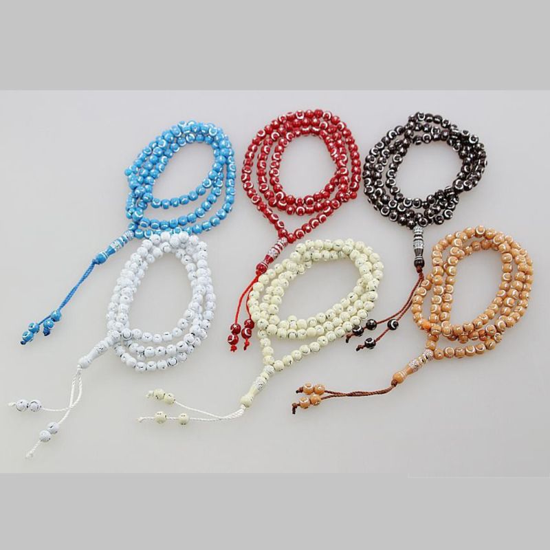 99 Bracelets musulmans du moyen-orient avec pendentif et pompon, chaîne de perles de prière, Tasbih islamique, chapelet Allah, fournitures de culte