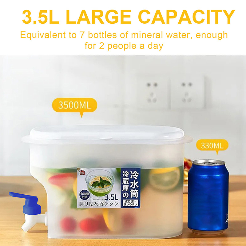 3.5L pojemnik na zimne napoje z kranem gospodarstwa domowego lemoniada pojemnik na napoje kuchnia lodówka zimne wiadro na wodę antyblokujący czajniczek