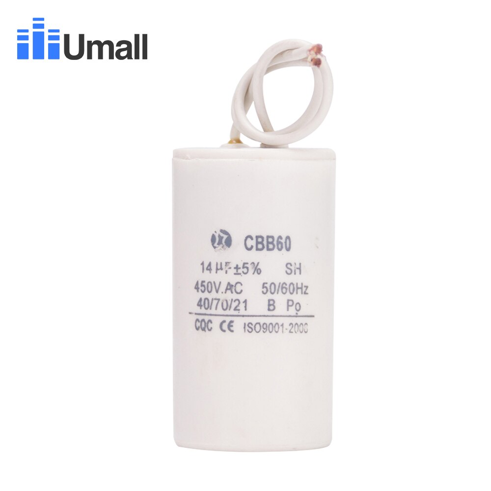 CBB60 450V 14uF motor start capacitor for electric machine two wires