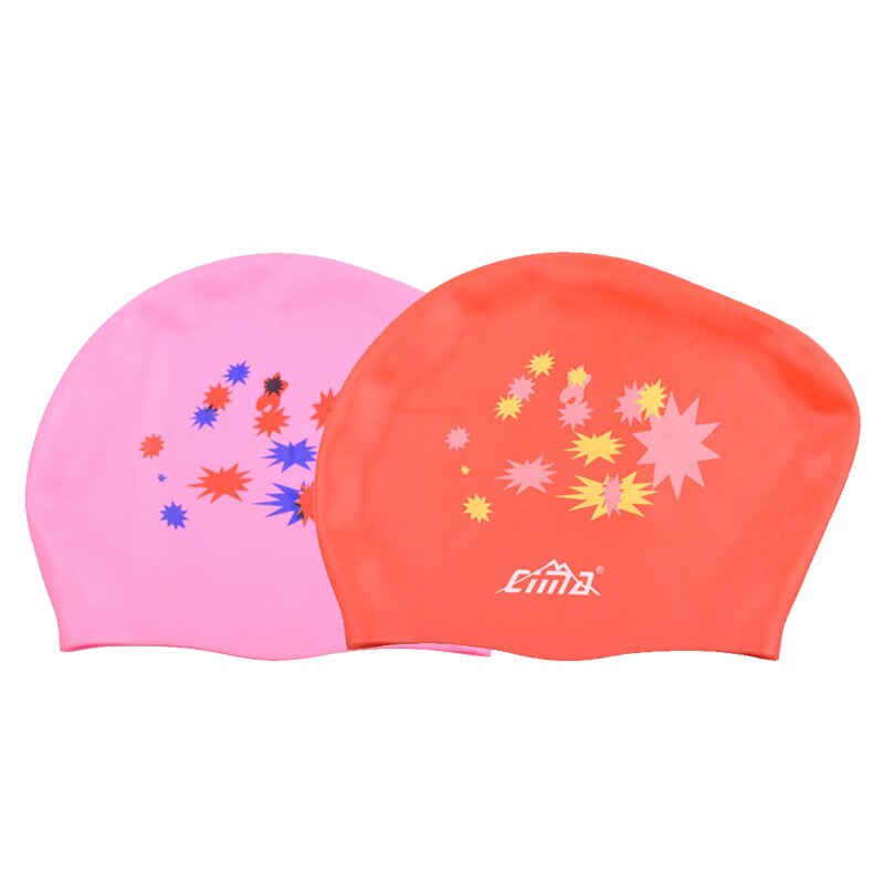 Swimming Cap Women Silicone Long Hair Extra Large Big Waterproof Swim Hat for Lady with Ear Cup Protect Elastic Swimming Caps: 2 Caps (Pink Red)