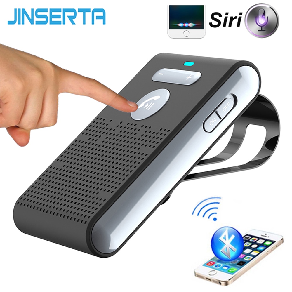 JINSERTA Bluetooth Handsfree Siri Car Kit Wireless Auto Speakerphone Sun Visor Speaker for Car Phone Hands Free Adapter In-Car