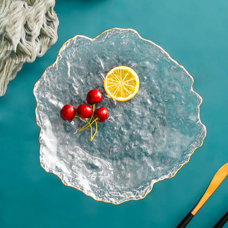 Japanese Hammer Glass Dinner Plate Platter Fruit Salad Sushi Long Serving Plate Square Plate Tableware Dessert Plate