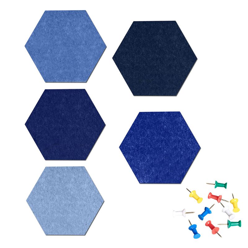 5Pcs Hexagon Vilt Pin Board Zelfklevende Bulletin Memo Foto Kurk Boards Kleurrijke Foam Muur Decoratieve Tegels