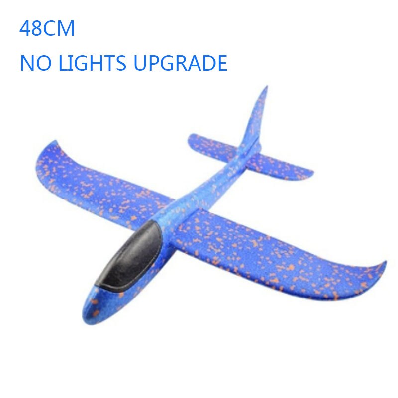 48CM Manual Throwing Foam Aircraft Manually Launching Aircraft Toys Educational Model Toys Children&#39;s Outdoor Sports Games Toys: Blue 48cm NO LED