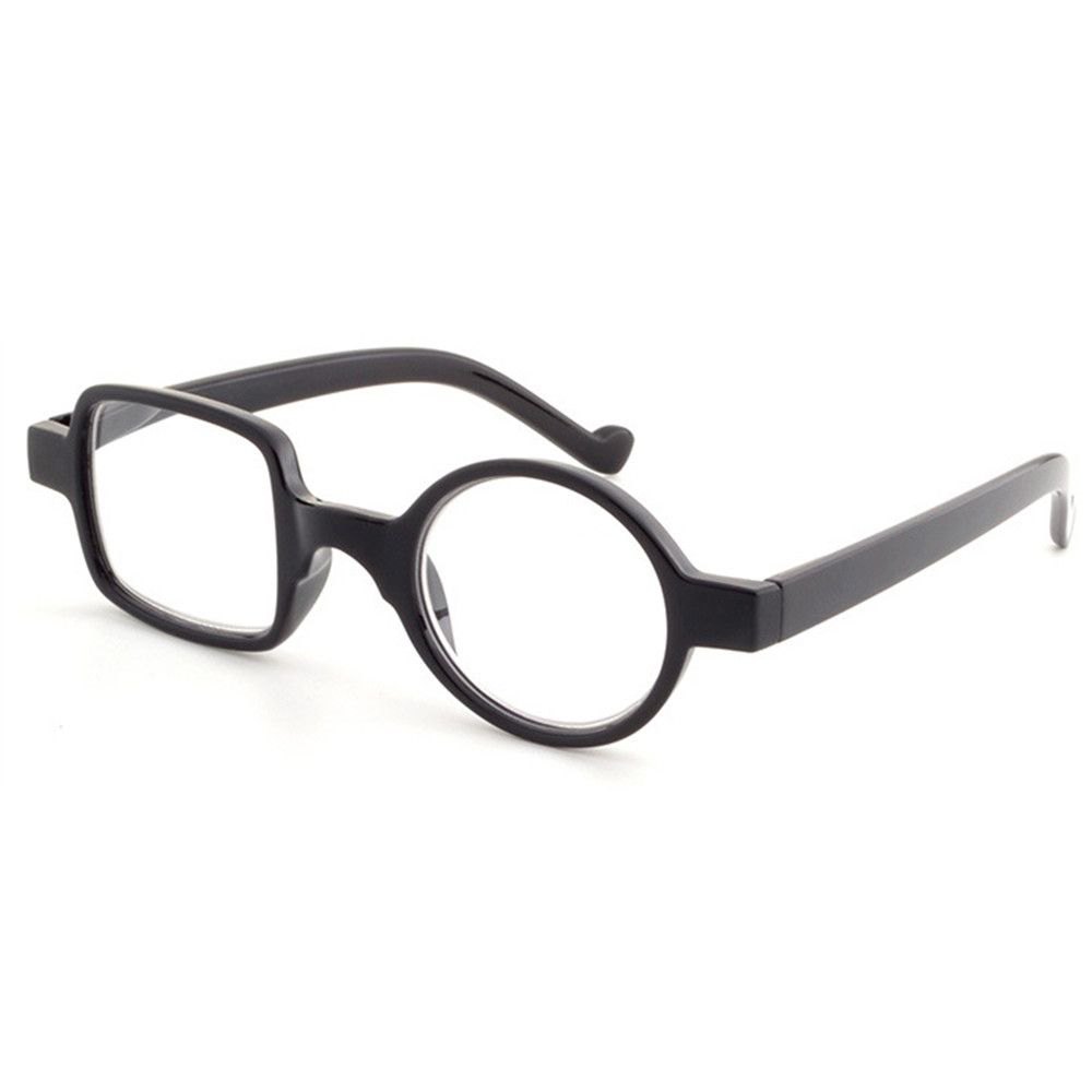 Gafas de lectura redondas y cuadradas asimétricas de leopardo Retro Para hombres y mujeres, presbicia, hipermetropía, 1,0 ~ 3,5: Negro / +350