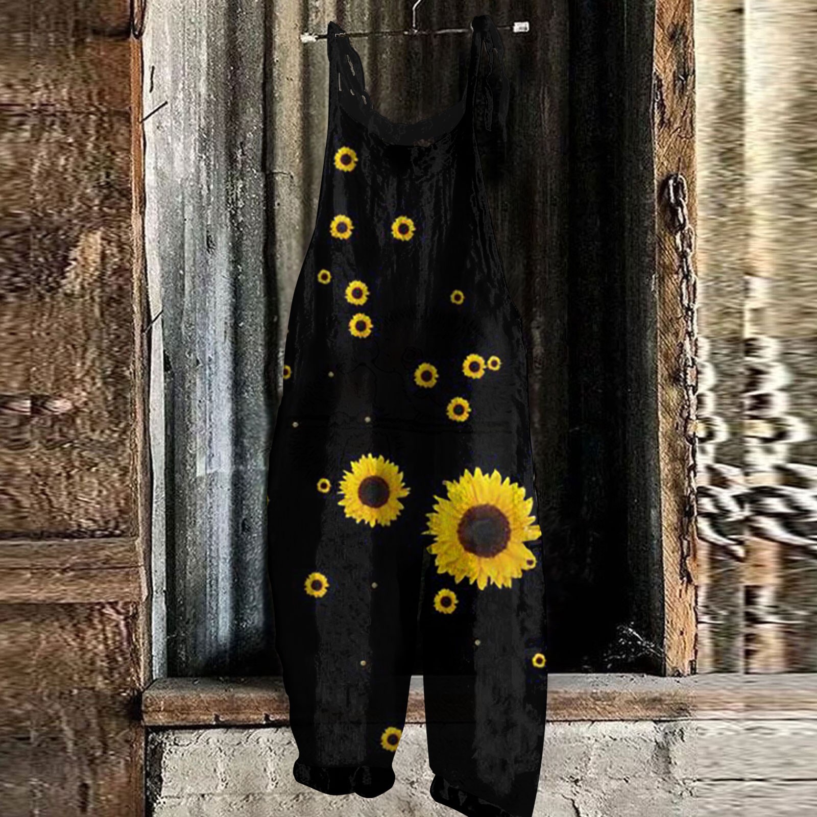 Sunflower Pattern Overalls For Women Slim Jumpsuit Women Casual Loose Romper For Women Mono Deportivos Mujer Gym
