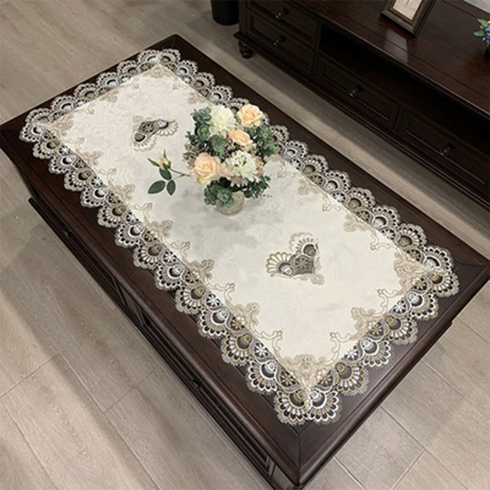 Rechteck Tischdecke europäische bestickte Kaffee Tee Tischdecke hohl geschnitzte Heim textilien Dekoration Zubehör 50*100cm
