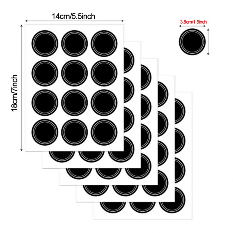 60Pcs Round Shape Label Stickers Waterproof Reusable Blackboard Stickers Mason Jars Spice Bottle Pantry Food Storage Stickers