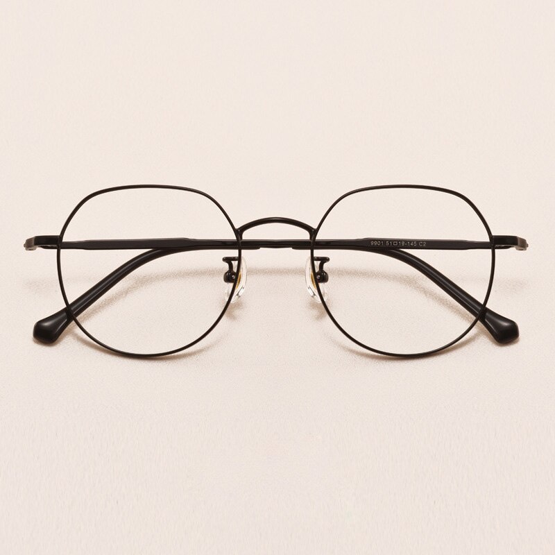 Lightweight Titanium Oval Round Glasses for Men Women Optical Prescription Eyeglasses Frame Korean oculos de grau: Black