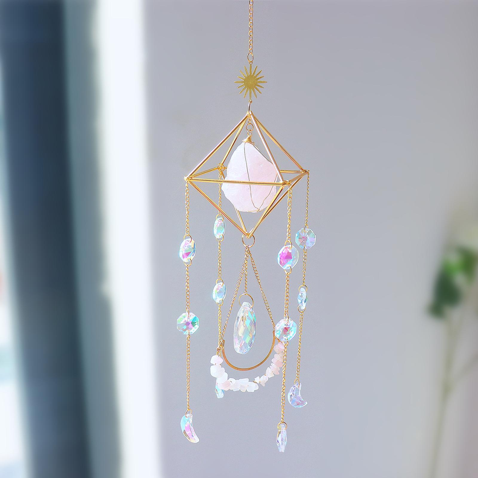 Crystal Wind Chimes Pendant Rainbow Maker Prism Ball Ornament Feng Shui Hanging for Christmas Party Car Home Decoration