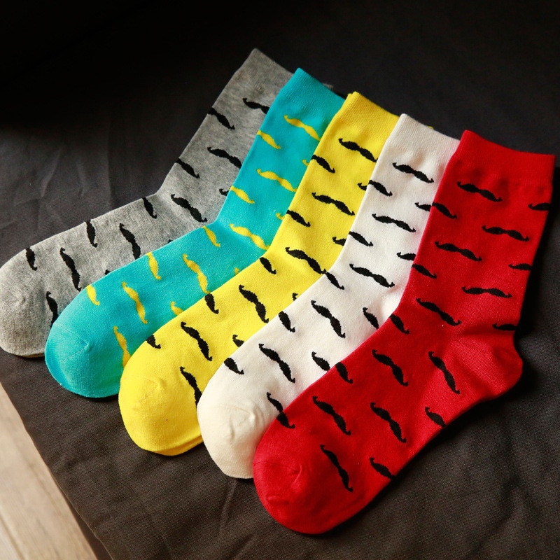 Nouvelle décontracté chaussettes dessin animé moustache homme coton chaussettes décontracté automne hiver chaussette chaude