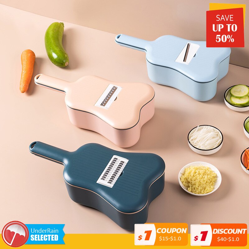 Multi Function Vegetable Cutter Kitchen Gadgets Kitchen Tools Fruit Slicer Grater Shredders Drain Basket Slicers Accessories