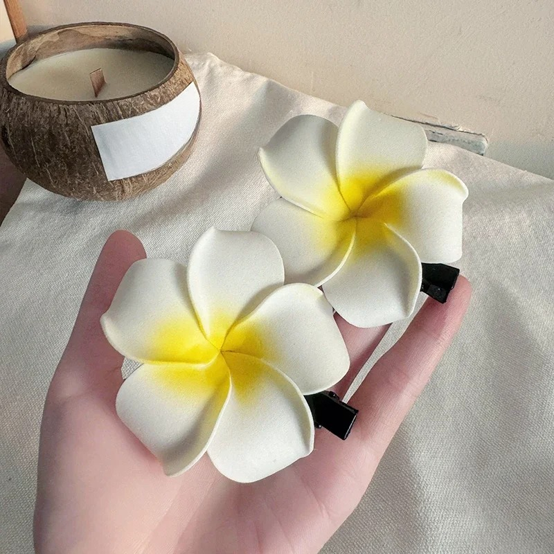 Pinzas para el cabello de flores de Plumeria para mujeres y niñas, horquillas, pasadores de flores de huevo, bolso hawaiano para de boda, sombrero, accesorios para el cabello