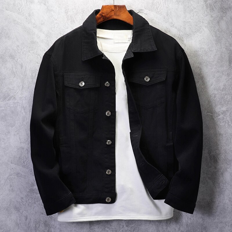 Kstun denim jakke til mænd sort jean jakke ensfarvet hvid pink herre jakker regular fit jeans jakke mode chaqueta vaquera