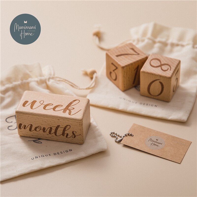 Baby Fotografie Milestone Blok Gedenkteken Maandelijkse Pasgeboren Herdenkingsmunt Kaart Houten Bijtring Baby Fotografie Props Speelgoed