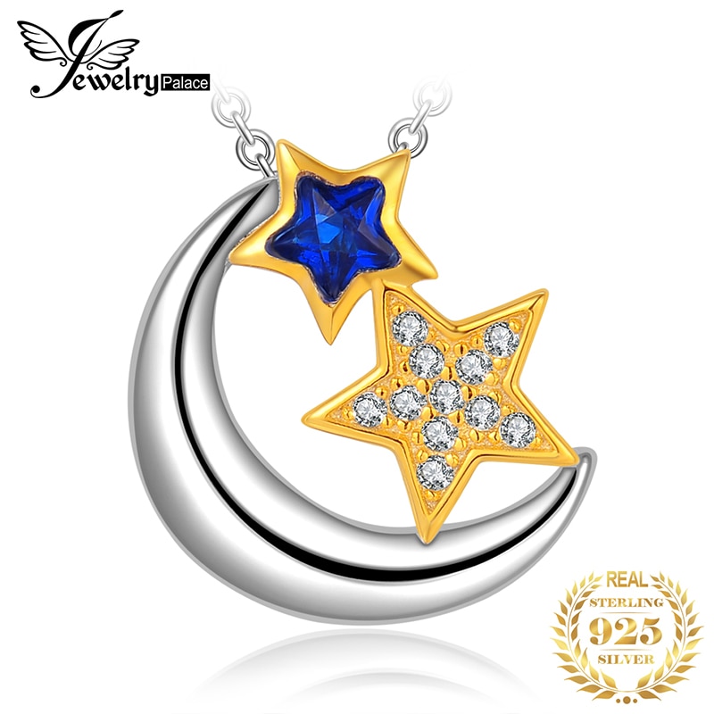 Jpalace Star Moon Gemaakt Spinel Hanger Ketting 925 Sterling Zilveren Edelstenen Choker Statement Ketting Vrouwen Zonder Ketting