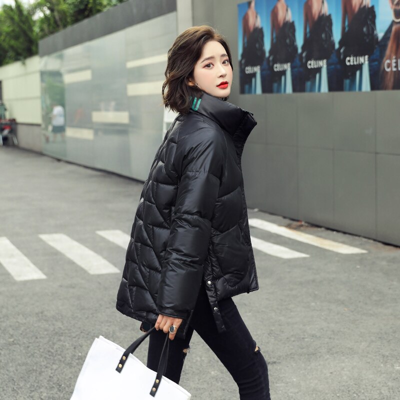Stehen Kragen frauen Jacken Übergroßen Solide Parkas Weibliche Winter verlieren Dicke Baumwolle Gepolsterte knapp Drucken lässig Outwear