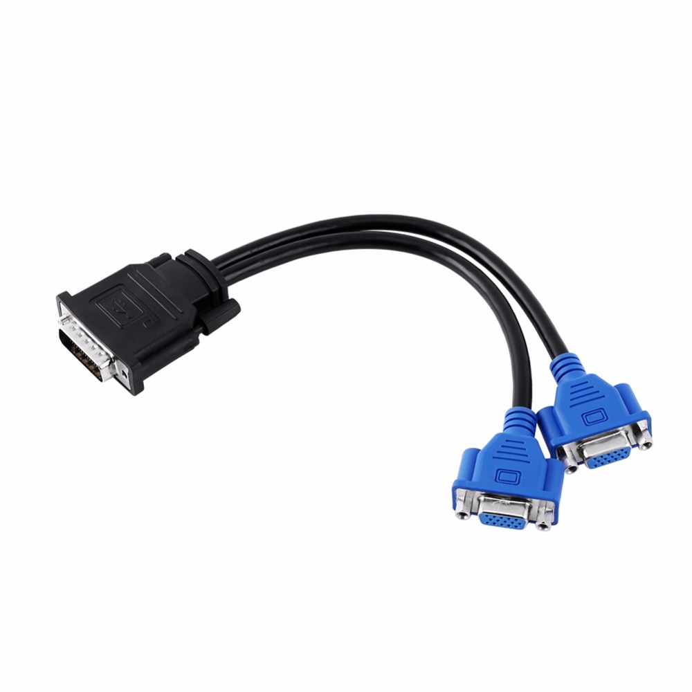 DMS-59 Pin 5.9mm Male to 2 VGA 15 Pin Female Splitter Adapter Cable Lead Wire For HP Dell Monitor TV Projector Computer
