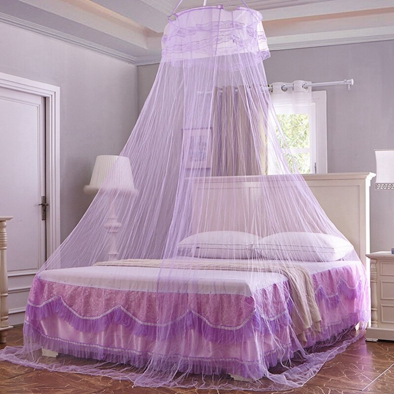 Zanzariera per letto, baldacchino per letto re dimensione rete per tende sospesa, baldacchino per letto trasparente principessa il giro cerchio per tutti: Viola