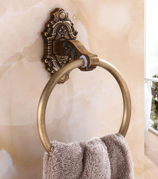 Antique gold Towel Rings Wall Mounted Towel Holder Solid Brass