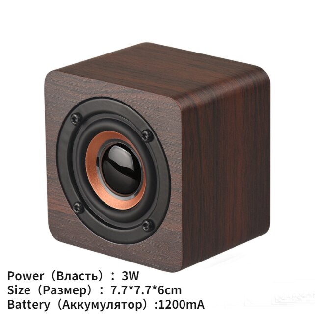 Wekker Houten Draadloze Bluetooth 5.0 Speaker Snelle Draadloze Oplader Surround 3D Stereo Boombox Met Subwoofer Sound Box: Brown Square