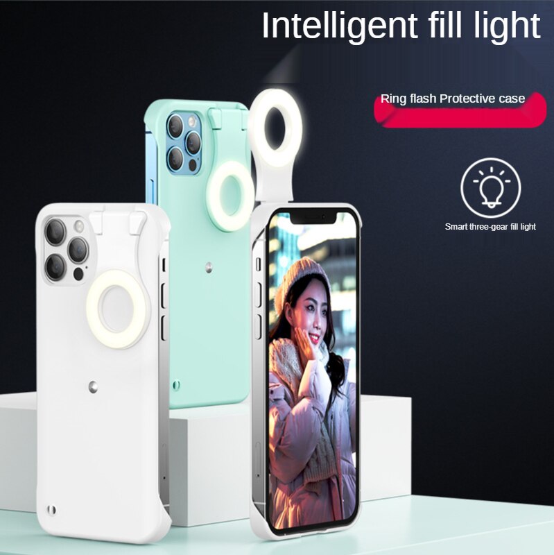 For Apple iPhone 12 Ring Light Case With Flash Light For Beauty Photos For iPhone 12 pro max LED Selfie Fill Light Phone Case