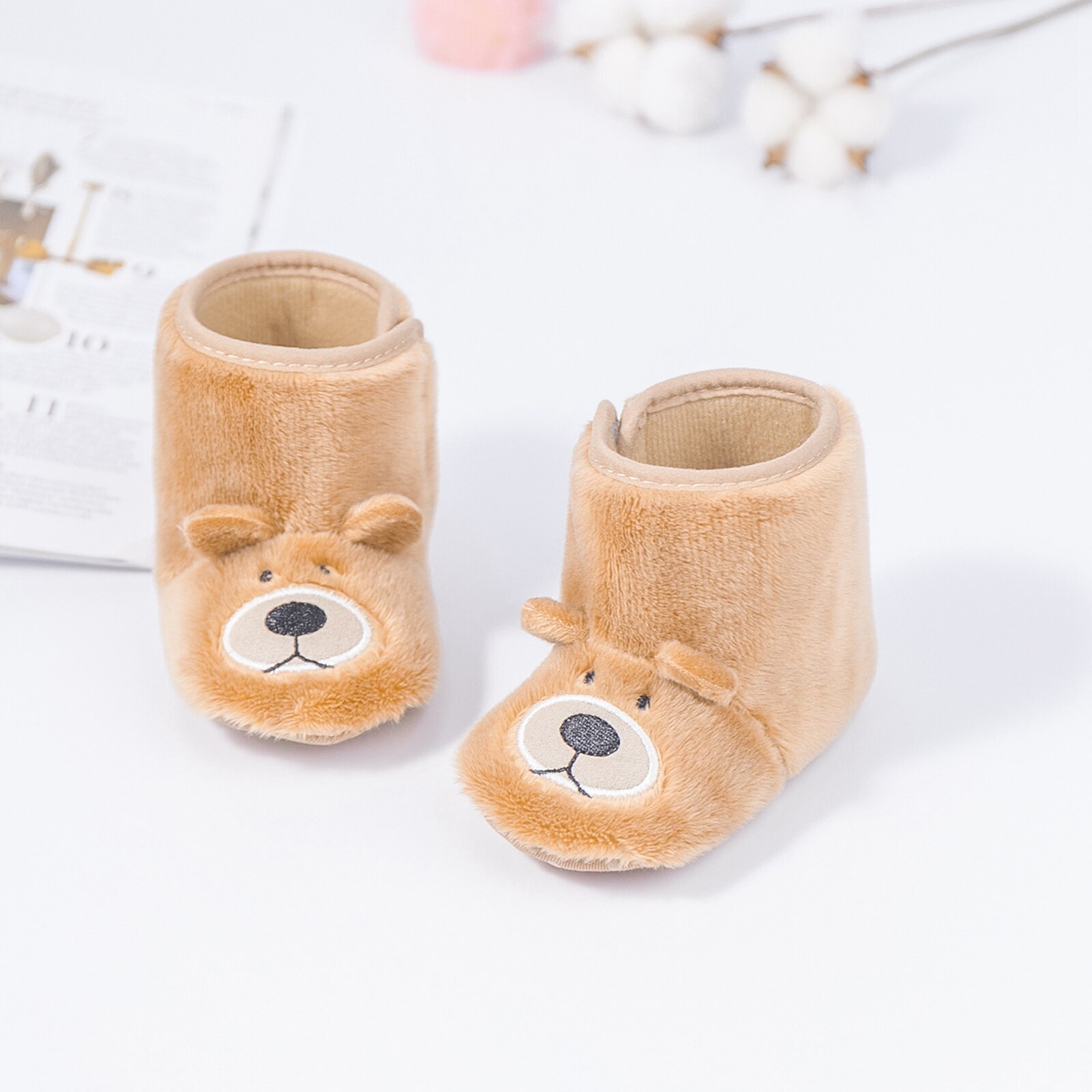 Zimowe maluch buty dziecięce moda dziewczynka chłopcy 3D kreskówka niedźwiedź uszy ciepłe buty stałe zamazany Liczba Piłki buciki buty dziecięce 0-18M