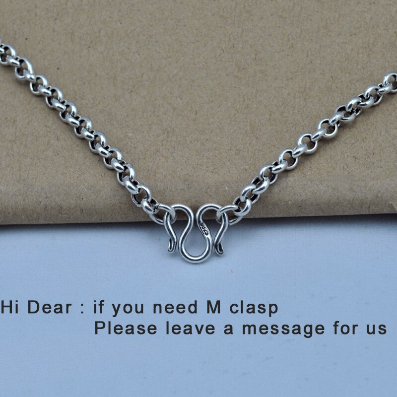 Ketting 100% Echt 925 Sterling Zilveren Ketting Hanger Dikke Lange Ketting Mannen Vrouwen Thai Zilver Retro Ketting X11