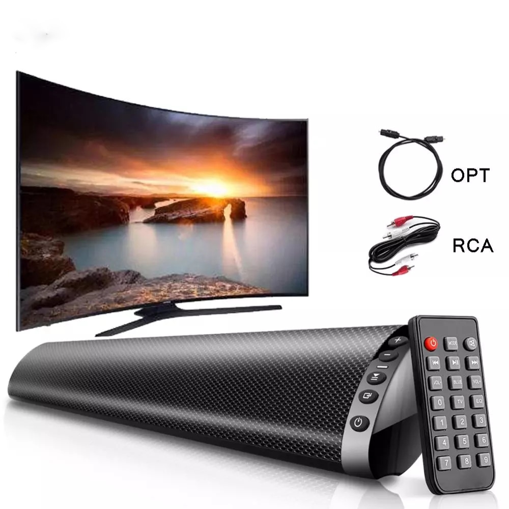 Wall Mountable Home Theater TV Soundbar Speaker OPT AUX Input Stereo Surround Speakers with Remote Control Sound System