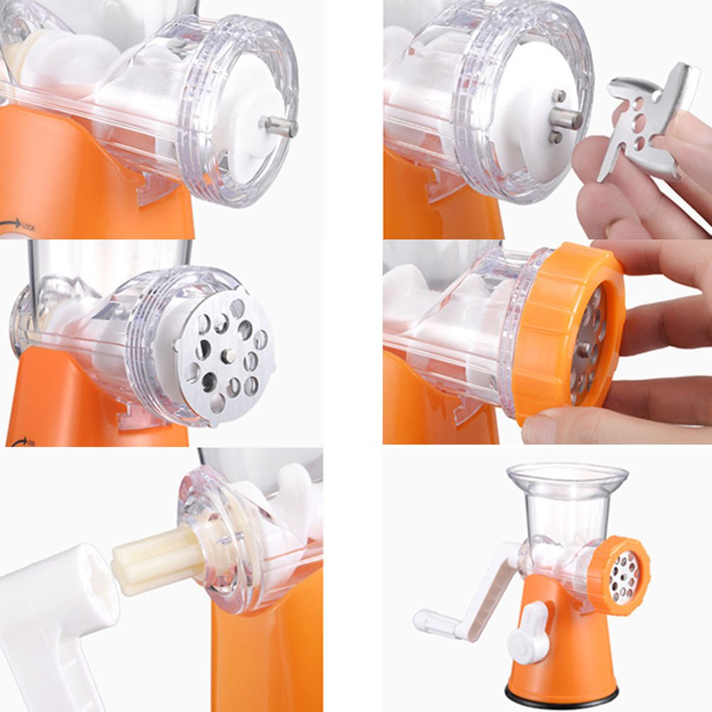 Powerful Meat Grinder Multifunctional Manual Food Cutter Processor Blender Stainless Steel Blade Household