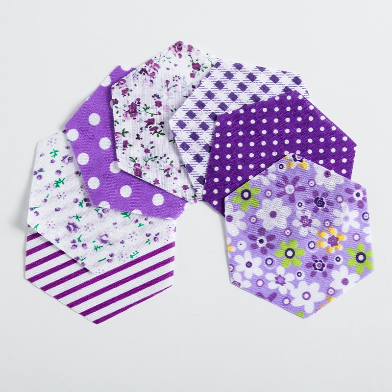 7 unids/lote Hexagonal y redondo yoyo impreso tela de algodón Patchwork telas acolchado para coser muñeca accesorios caseros TJ0425