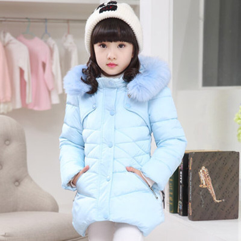 Meninas casacos de inverno moda algodão acolchoado pele com capuz parka crianças engrossar quente outwear roupas crianças jaquetas 5 7 9 11 12 anos